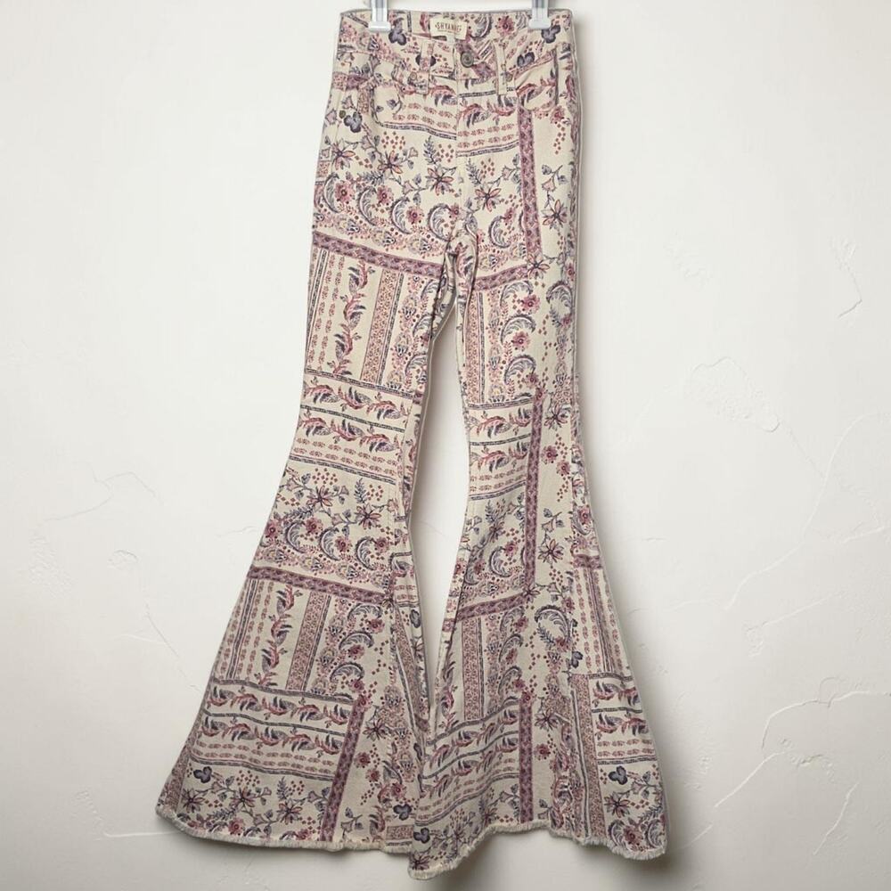 Shyanne Western Boho Floral Patchwork Super Flare Bell Bottom Jeans